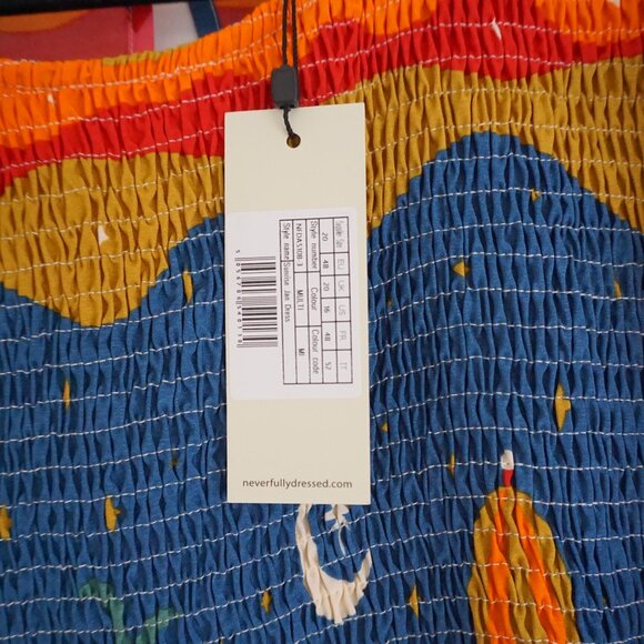 Never Fully Dressed Multicolor Smocked Long Sleeve Arabian Sky Maxi Dress 16 - Picture 8 of 12